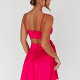 Life Is Rosy Large Bow Mini Dress Fuchsia