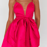Life Is Rosy Large Bow Mini Dress Fuchsia