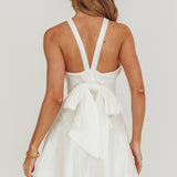 Dazzling Light Bow Mini Dress White