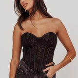 Ziah Hook & Eye Corset Top Black