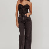Ziah Hook & Eye Corset Top Black