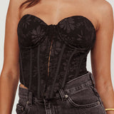 Ziah Hook & Eye Corset Top Black