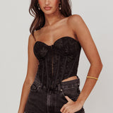 Ziah Hook & Eye Corset Top Black