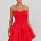 What I Like Sweetheart Neckline Mini Dress Red