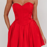 What I Like Sweetheart Neckline Mini Dress Red