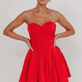 What I Like Sweetheart Neckline Mini Dress Red