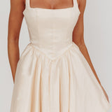 Found You Square Neck Flared Mini Dress Cream