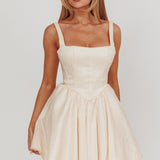 Found You Square Neck Flared Mini Dress Cream