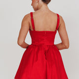 Found You Square Neck Flared Mini Dress Red