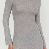 Cosmic Scoop Back Sequin Knit Mini Dress Silver