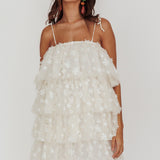 Tomorrow Tiered Ruffle Mini Dress Cream