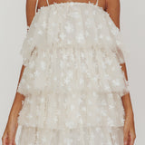 Tomorrow Tiered Ruffle Mini Dress Cream