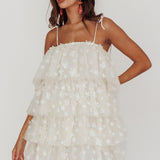 Tomorrow Tiered Ruffle Mini Dress Cream