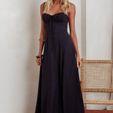 Zaira Tied Bust Lace-Up Maxi Dress Navy