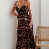 Sarai Tied Back Maxi Dress Java Brown