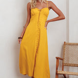 Back Together Button Front Midi Dress Marigold