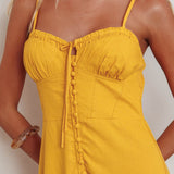 Back Together Button Front Midi Dress Marigold