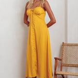 Back Together Button Front Midi Dress Marigold