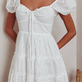 Home Sweet Home Eyelet Mini Dress White