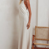 Gracie Halter Tied Back Maxi Dress Oatmeal