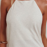 Gracie Halter Tied Back Maxi Dress Oatmeal