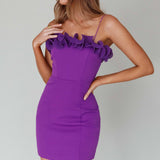 Lovett Frill Neckline Mini Dress Purple
