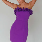 Lovett Frill Neckline Mini Dress Purple