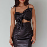 Dominika Faux Leather Mini Dress Black