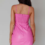 Dominika Faux Leather Mini Dress Pink