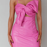 Dominika Faux Leather Mini Dress Pink