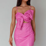 Dominika Faux Leather Mini Dress Pink