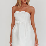 Waylon Double Bow Mini Dress Off White