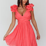 Adagio Lace-Up Back Mini Dress Flamingo