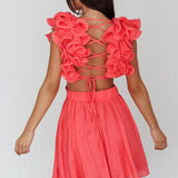 Adagio Lace-Up Back Mini Dress Flamingo
