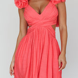 Adagio Lace-Up Back Mini Dress Flamingo
