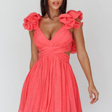 Adagio Lace-Up Back Mini Dress Flamingo