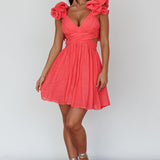 Adagio Lace-Up Back Mini Dress Flamingo