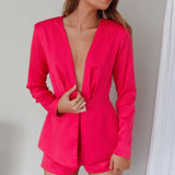 Ennis Long Sleeve Structured Romper Pink