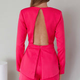 Ennis Long Sleeve Structured Romper Pink