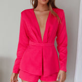 Ennis Long Sleeve Structured Romper Pink