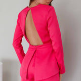 Ennis Long Sleeve Structured Romper Pink