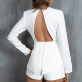 Ennis Long Sleeve Structured Romper White