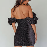 So Famous Off-Shoulder Mini Dress Black