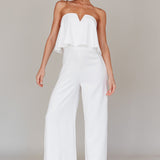 Butterfly Kiss Strapless Jumpsuit Off White