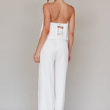 Butterfly Kiss Strapless Jumpsuit Off White