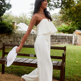 Butterfly Kiss Strapless Jumpsuit Off White