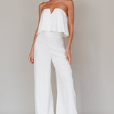 Butterfly Kiss Strapless Jumpsuit Off White
