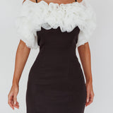 Prima Tulle Neckline Mini Dress Black/White
