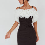 Prima Tulle Neckline Mini Dress Black/White
