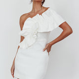 Grecca One-Shoulder Mini Dress Off White
